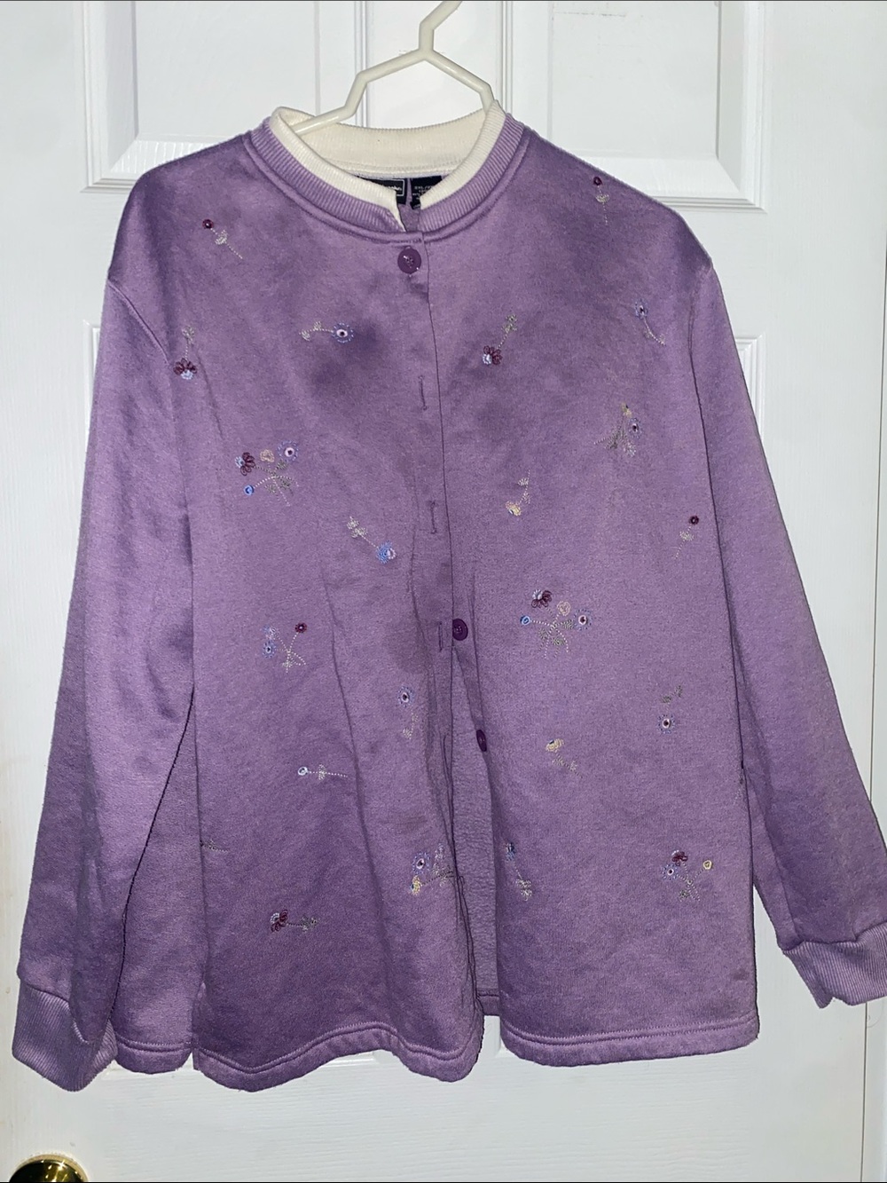 Bobbie Brooks Lavender and Cream Crewneck Sweater